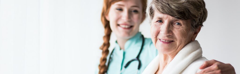 Senior care assistant and older woman